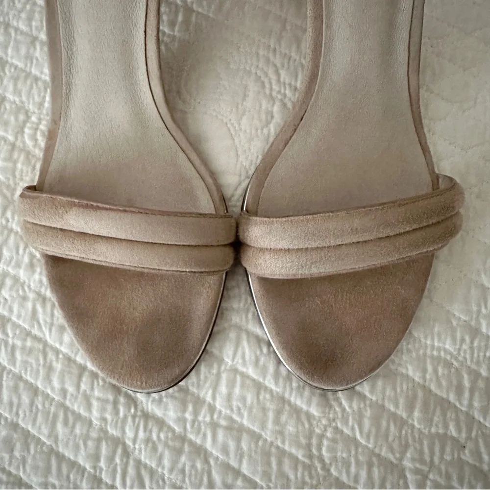 Kenneth Cole Women's Lex Suede Ankle Strap Block Heel Sandals Tan 6.5
